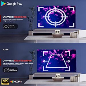Vankyo Aurzen Boom Mini Android Google Tv 4k Destekli Projeksiyon Cihazı +hdr10+tof Auto Focus+tof Auto Keystone+6g Wifi+6.1bt+20w