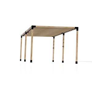 Iahşap 3 X 4.8 Metre Pergole Braket Seti 6 Ana Direkli Üstü Izgaralı Eğimli Pergole Braket Set