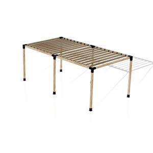 Iahşap 3 X 4.8 Metre Pergole Braket Seti 6 Ana Direkli Üstü Izgaralı Eğimli Pergole Braket Set