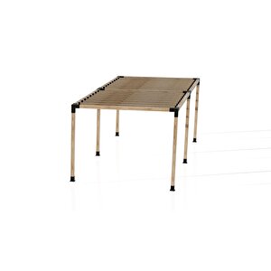 Iahşap 3 X 4.8 Metre Pergole Braket Seti 6 Ana Direkli Üstü Izgaralı Eğimli Pergole Braket Set