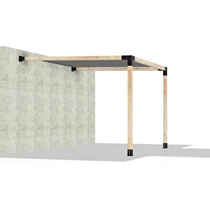 Iahşap 2.4 X 3 Metre Sundurma Pergole Braket Seti 2 Ana Direkli Gölgelikli Pergole