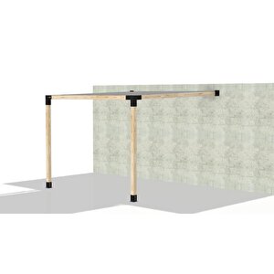 Iahşap 2.4 X 3 Metre Sundurma Pergole Braket Seti 2 Ana Direkli Gölgelikli Pergole