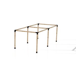 Iahşap 3 X 4.8 Metre Pergole Braket Seti 6 Ana Direkli Üstü Açık Eğimli Pergole Braket Seti