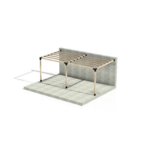 Iahşap 3 X 4.8 Metre Sundurma Pergole Braket Seti 3 Ana Direkli Üstü Izgaralı Eğimli Sundurma
