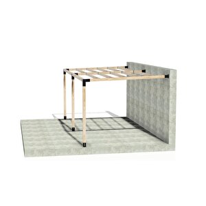 Iahşap 3 X 4.8 Metre Sundurma Pergole Braket Seti 3 Ana Direkli Üstü Izgaralı Eğimli Sundurma