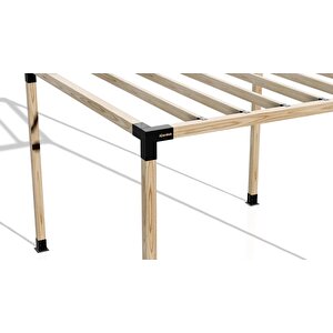 Iahşap 3.6 X 3.6 Metre Pergole Braket Seti 4 Ana Direkli Üstü Izgaralı Eğimli Pergole Braket Set