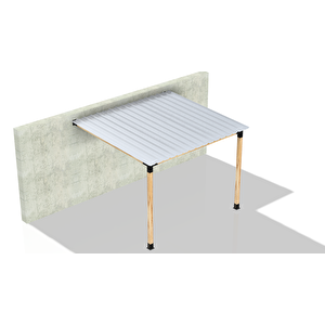 Iahşap 3 X 4 Metre Sundurma Pergole Braket Seti 2 Ana Direkli Trapez Sac Gölgelikli