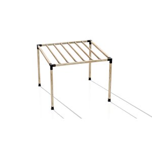 Iahşap 2.4 X 2.4 Metre Pergole Braket Seti 4 Ana Direkli Üstü Izgaralı Eğimli Pergole Braket Set
