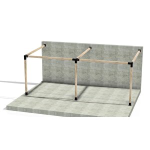 Iahşap 3 X 6 Metre Sundurma Pergole Braket Seti 3 Ana Direkli Üstü Açık Eğimli Sundurma
