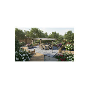 Iahşap Pergola Braket Seti 6 Ana Direkli Gölgelikli Pergola Braket Seti | Ebat-2.4 X 7.2 Metre (yükseklik 250 Cm)