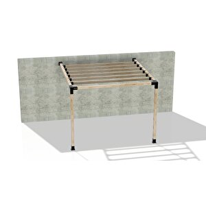Iahşap 3 X 3 Metre Sundurma Pergole Braket Seti 2 Ana Direkli Üstü Izgaralı Eğimli Sundurma