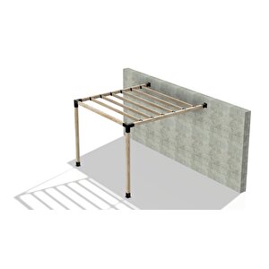 Iahşap 3 X 3 Metre Sundurma Pergole Braket Seti 2 Ana Direkli Üstü Izgaralı Eğimli Sundurma