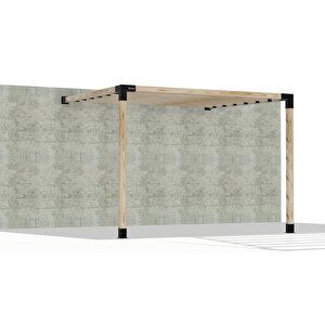 Iahşap 3 X 3 Metre Sundurma Pergole Braket Seti 2 Ana Direkli Üstü Izgaralı Eğimli Sundurma