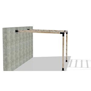 Iahşap 3 X 3 Metre Sundurma Pergole Braket Seti 2 Ana Direkli Üstü Izgaralı Eğimli Sundurma