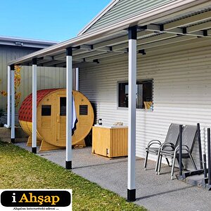 Iahşap 3 X 3 Metre Sundurma Pergole Braket Seti 2 Ana Direkli Üstü Izgaralı Eğimli Sundurma