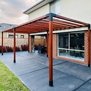 Iahşap 2.4 X 6 Metre Pergole Braket Seti 6 Ana Direkli - Izgaralı Pergole Seti