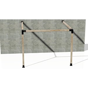 Iahşap 2.4 X 3 Metre Sundurma Pergole Braket Seti 2 Ana Direkli Üstü Açık Eğimli Sundurma