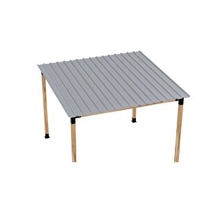 Iahşap 3 X 4 Metre Pergole Braket Seti 4 Ana Direkli Üstü Izgaralı Eğimli Trapez Sac