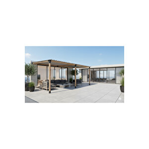Iahşap Breketli Sundurma Pergola 3 Ana Direkli Trapezli Gölgelikli | Ebat-3 X 6.4 Metre (yükseklik 250 Cm)