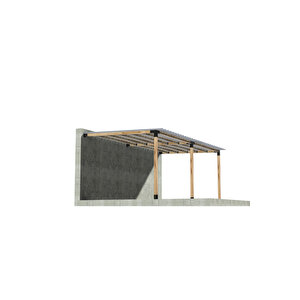 Iahşap Breketli Sundurma Pergola 3 Ana Direkli Trapezli Gölgelikli | Ebat-3 X 6.4 Metre (yükseklik 250 Cm)