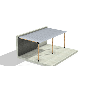 Iahşap 3 X 6.4 Metre Breketli Sundurma Pergole 3 Ana Direkli Trapezli Gölgelikli