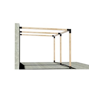 Iahşap 3 X 4.8 Metre Sundurma Pergole Braket Seti 3 Ana Direkli Üstü Açık Eğimli Sundurma