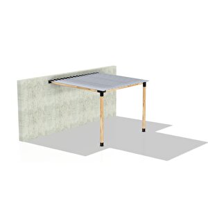Iahşap 2 X 3.2 Metre Sundurma Pergole Braket Seti 2 Ana Direkli Trapez Sac Gölgelikli
