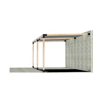 Iahşap 2.4 X 6 Metre Breketli Sundurma Pergole 3 Ana Direkli Gölgelikli Sundurma