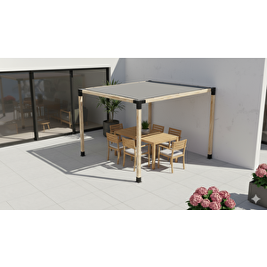 Iahşap 2.4 X 2.4 Metre Pergole Ahşap Direkler 4 Adet - Gölgelikli - Pergole Braket Seti