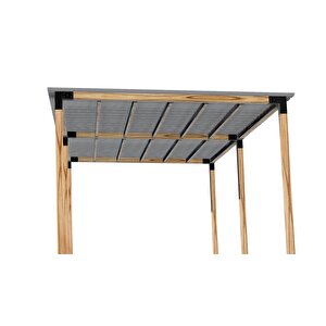 Iahşap 3x4.8 Metre Pergole Braket Seti 6 Ana Direkli Üstü Izgaralı Eğimli Trapezli Gölgelik