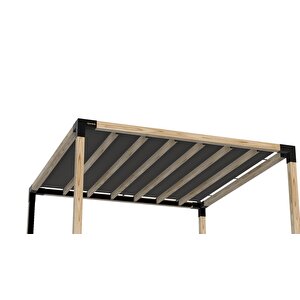 Iahşap 3 X 3 Metre Pergole Braket Seti 4 Ana Direkli Üstü Izgaralı Eğimli Gölgelikli Pergole