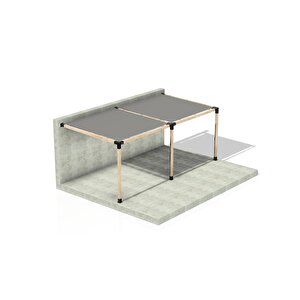 Iahşap 3 X 4.8 Metre Breketli Sundurma Pergole 3 Ana Direkli Gölgelikli Sundurma