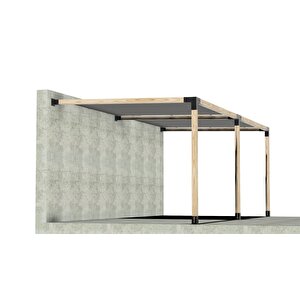 Iahşap 3 X 4.8 Metre Breketli Sundurma Pergole 3 Ana Direkli Gölgelikli Sundurma