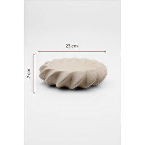 Fjora Bej Dokulu Bohem Seramik Obje Tabak (23x7 Cm)