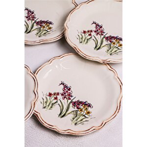 Wild - 6 Parça Porselen Kahvaltı Takımı Pasta Seti Pasta Tabağı Tatlı Tabağı Kahvaltılık Tabak 21cm