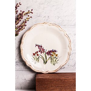 Wild - 6 Parça Porselen Kahvaltı Takımı Pasta Seti Pasta Tabağı Tatlı Tabağı Kahvaltılık Tabak 21cm