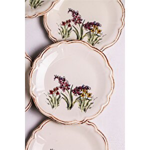 Wild - 6 Parça Porselen Kahvaltı Takımı Pasta Seti Pasta Tabağı Tatlı Tabağı Kahvaltılık Tabak 21cm