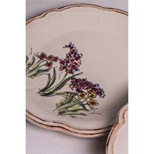 Wild - 6 Parça Porselen Kahvaltı Takımı Pasta Seti Pasta Tabağı Tatlı Tabağı Kahvaltılık Tabak 21cm