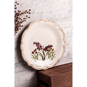 Wild - 6 Parça Porselen Kahvaltı Takımı Pasta Seti Pasta Tabağı Tatlı Tabağı Kahvaltılık Tabak 21cm