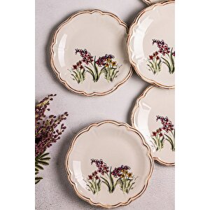 Wild - 6 Parça Porselen Kahvaltı Takımı Pasta Seti Pasta Tabağı Tatlı Tabağı Kahvaltılık Tabak 21cm