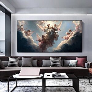 Melekli Kanvas Tablo, Melek Temalı Duvar Dekoru 75x150 cm