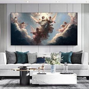 Melekli Kanvas Tablo, Melek Temalı Duvar Dekoru 75x150 cm