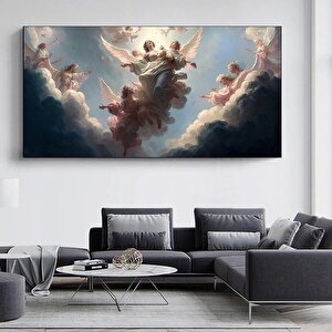 Melekli Kanvas Tablo, Melek Temalı Duvar Dekoru 100x200 cm