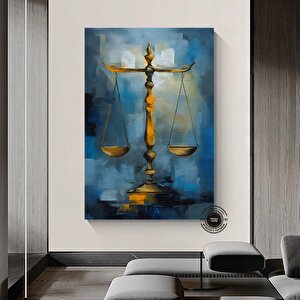 Adalet Terazileri Kanvas; Avukat Ofis Dekoru; Hediye; Denge Tablosu 80x160 cm