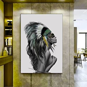 Yerli Amerikalı Tablosu; Kızılderili Kabile Duvar Sanatı; Yerli Amerikalı Kadın Sanatı; Hint Baskısı 90x150 cm