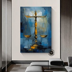 Adalet Terazileri Kanvas; Avukat Ofis Dekoru; Hediye; Denge Tablosu 90x180 cm