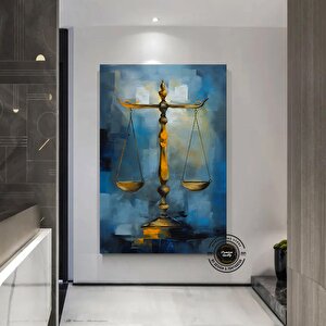 Adalet Terazileri Kanvas; Avukat Ofis Dekoru; Hediye; Denge Tablosu 90x180 cm