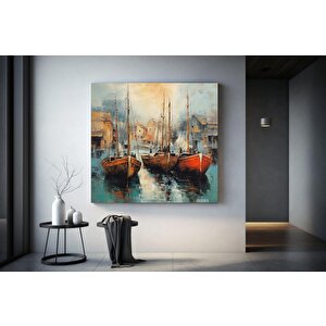 Denizde Yatlar Kanvas Tablo, Soyut Deniz Manzarası Kanvas Baskı