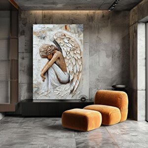 Melek Kanatlı Küçük Figür Soyut Tablo, Barışçıl Melek Sanatı, Kutsal Koruyucu Melek Duvar Dekoru