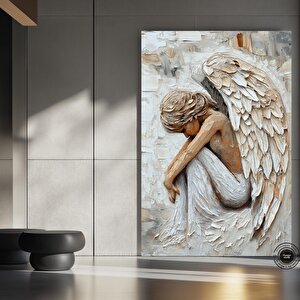Melek Kanatlı Küçük Figür Soyut Tablo, Barışçıl Melek Sanatı, Kutsal Koruyucu Melek Duvar Dekoru